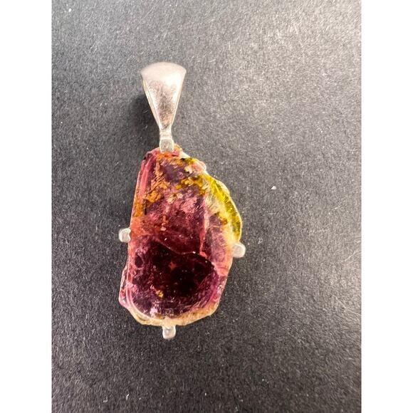 NEW Watermelon tourmaline sterling silver pendant 1.56 grams - Picture 2 of 11
